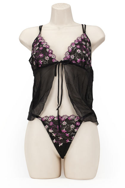 BABY DOLL DAISY LACE NEGRO