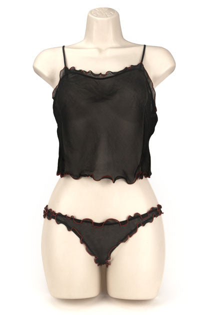 CAMI/THONG TRIM NEGRO