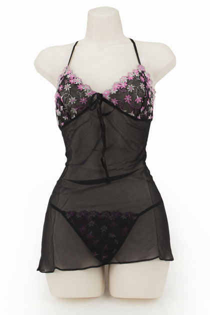 CHEMISE SET-DAISY LACE BLACK