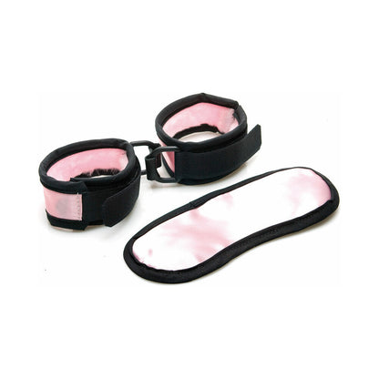 FOXTAILS - CONJUNTO DE MÁSCARA Y ESPOSAS SEX KITTEN ROSA/NEGRO