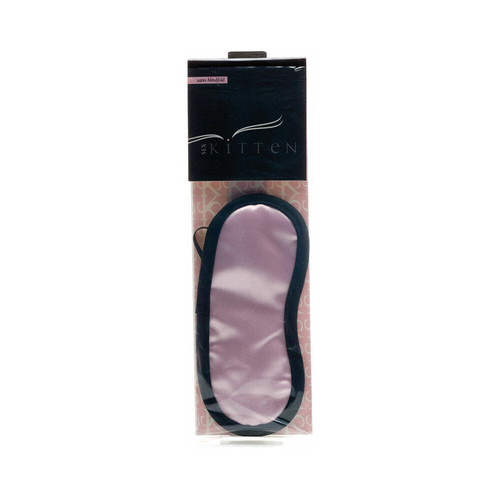 FOXTAILS - SEX KITTEN SATIN EYE MASK PINK WITH BLACK TRIM
