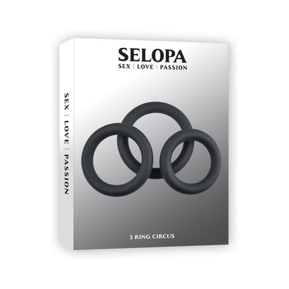 SELOPA 3 RING CIRCUS COCK RING SET SILICONE BLACK
