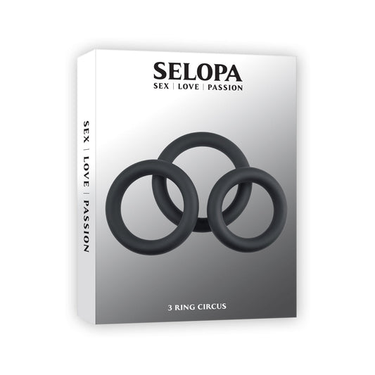 SELOPA 3 RING CIRCUS COCK RING SET SILICONE BLACK