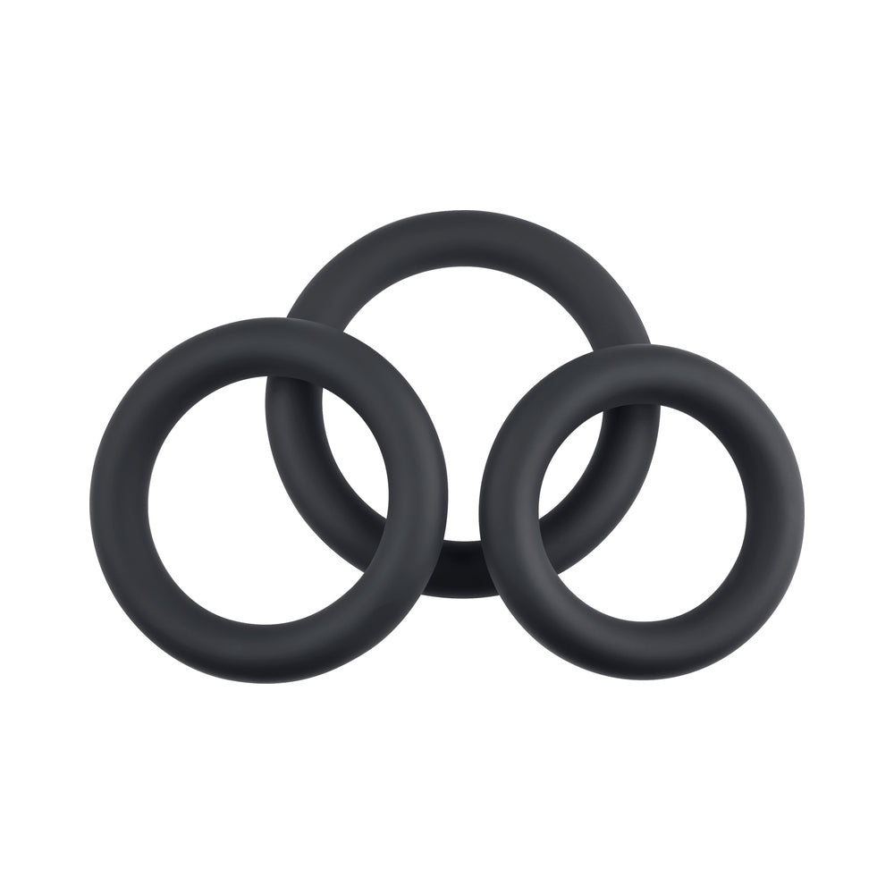SELOPA - 3 RING CIRCUS COCK RING SET SILICONE BLACK