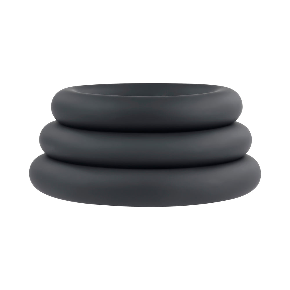 SELOPA - 3 RING CIRCUS COCK RING SET SILICONE BLACK