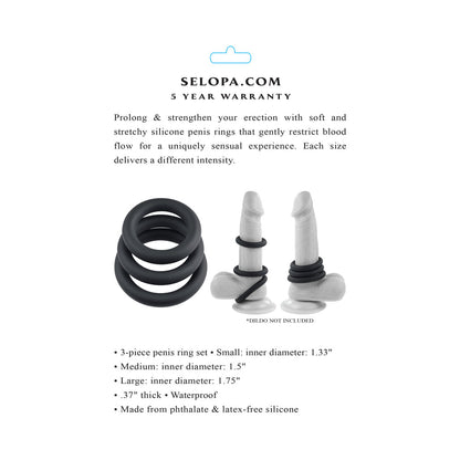 SELOPA 3 RING CIRCUS COCK RING SET SILICONE BLACK