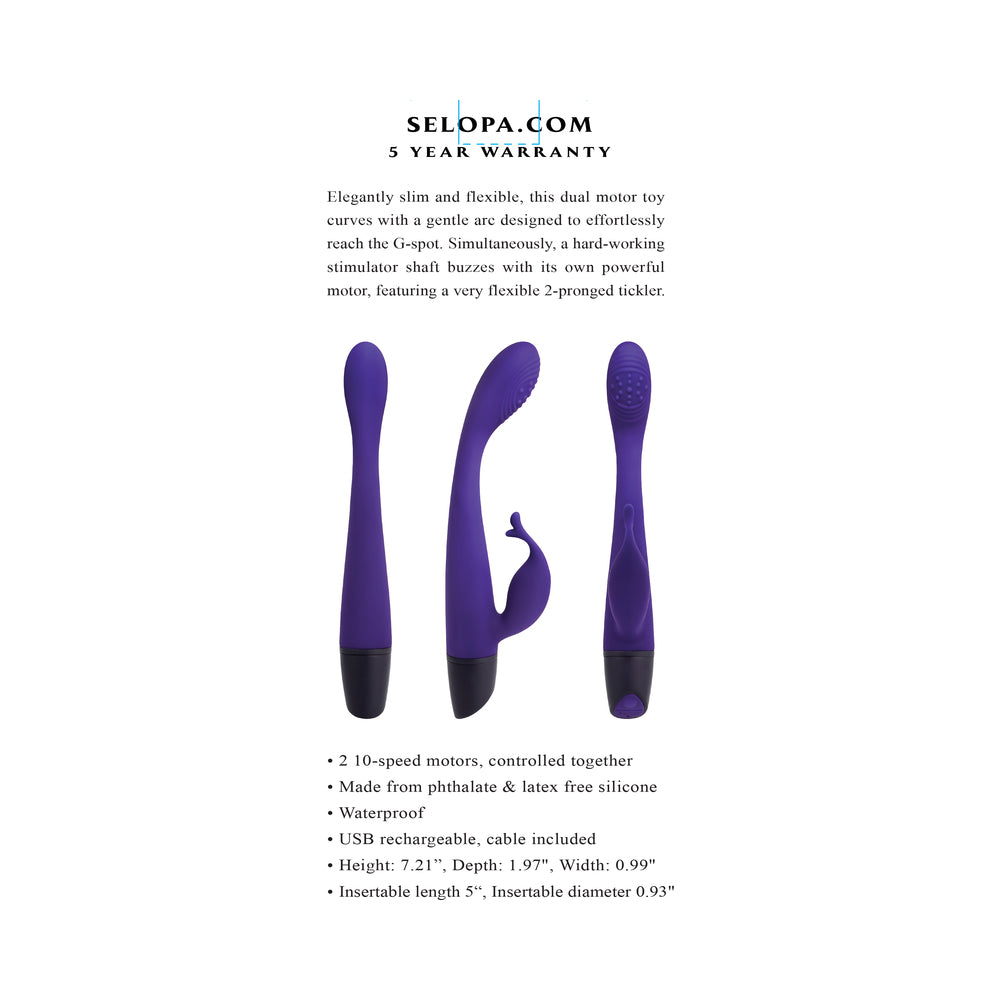 SELOPA PLUM PASSION RECHARGEABLE DUAL STIM SILICONE PURPLE