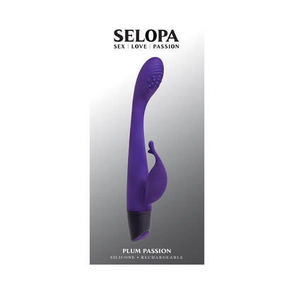 SELOPA PLUM PASSION RECHARGEABLE DUAL STIM SILICONE PURPLE