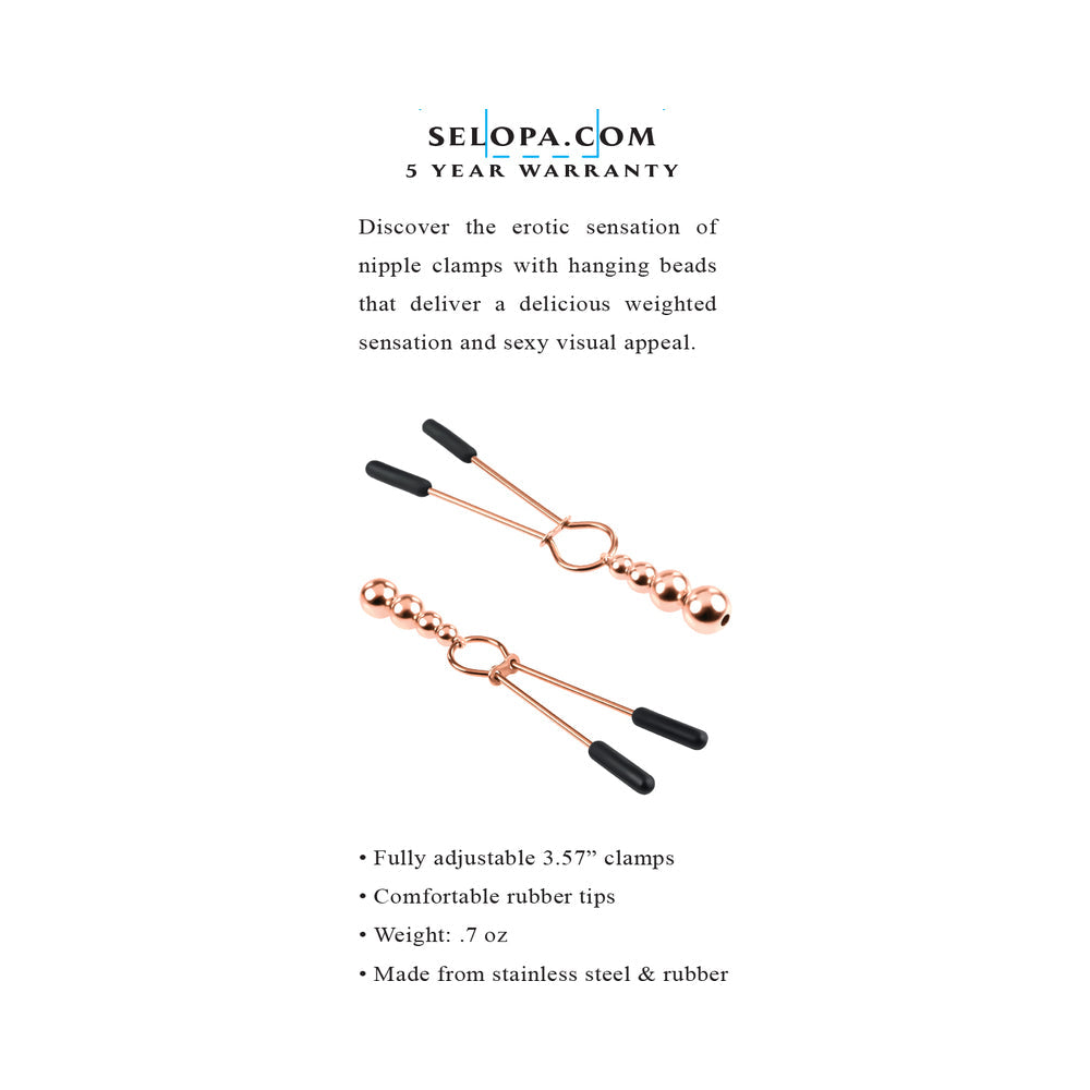 SELOPA BEADED NIPPLE CLAMPS STAINLESS STEEL ROSE GOLD