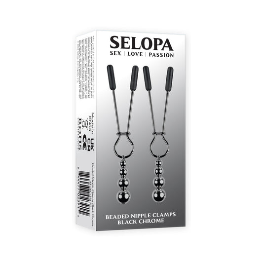 SELOPA - BEADED NIPPLE CLAMPS STAINLESS STEEL BLACK CHROME