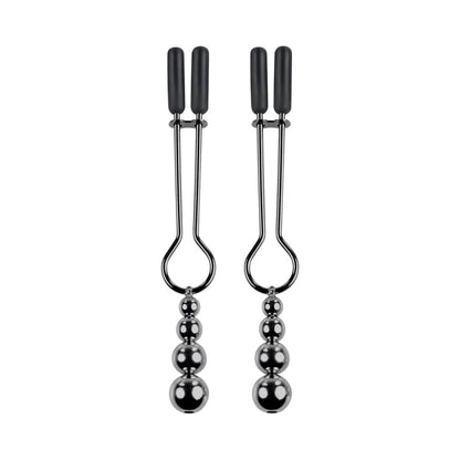 SELOPA - BEADED NIPPLE CLAMPS STAINLESS STEEL BLACK CHROME