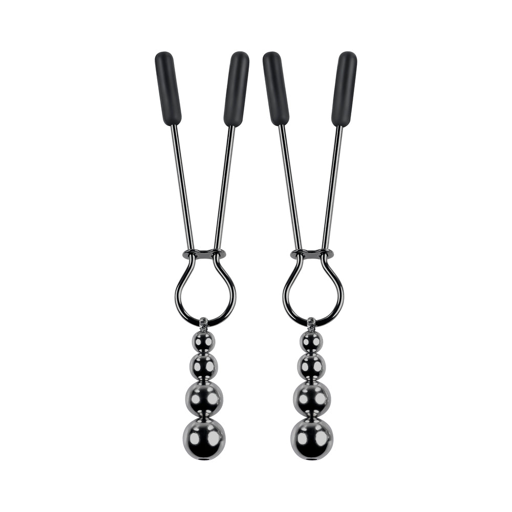 SELOPA - BEADED NIPPLE CLAMPS STAINLESS STEEL BLACK CHROME