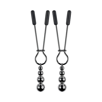 SELOPA - BEADED NIPPLE CLAMPS STAINLESS STEEL BLACK CHROME