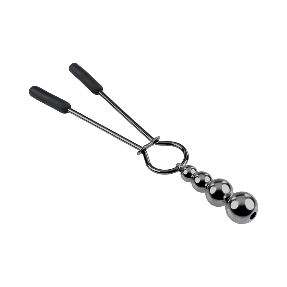 SELOPA - BEADED NIPPLE CLAMPS STAINLESS STEEL BLACK CHROME
