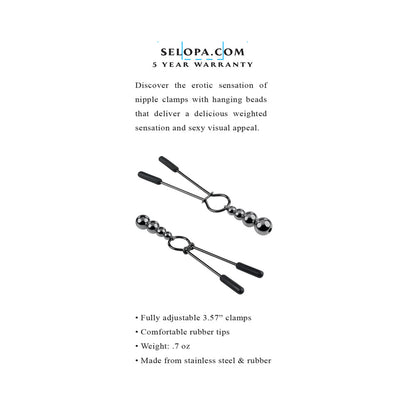 SELOPA - BEADED NIPPLE CLAMPS STAINLESS STEEL BLACK CHROME