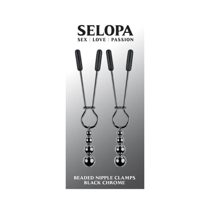 SELOPA - BEADED NIPPLE CLAMPS STAINLESS STEEL BLACK CHROME