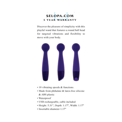 SELOPA GUMBALL RECHARGEABLE SLIM WAND SILICONE PURPLE