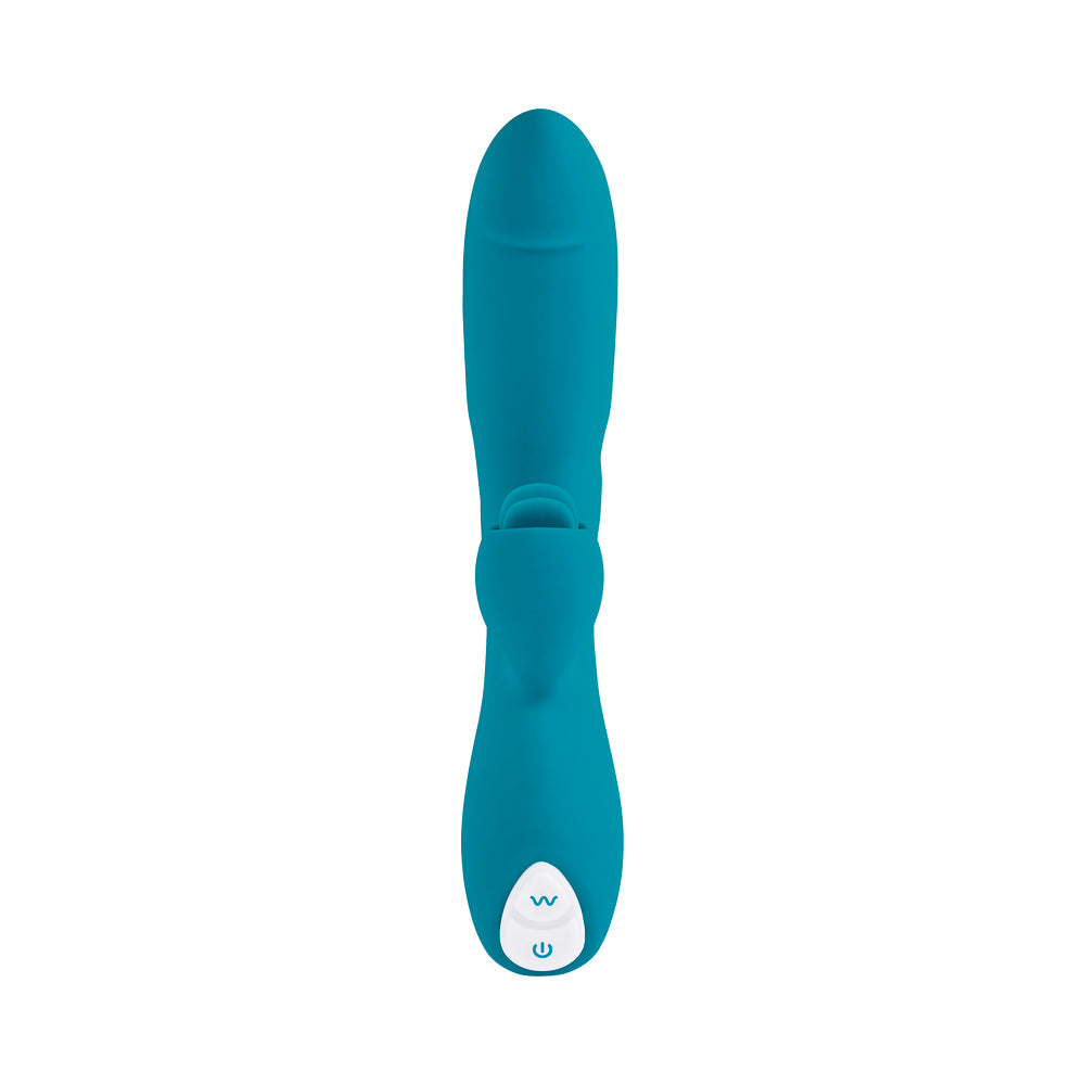 EVOLVED FIERCE FLICKER RECHARGEABLE DUAL STIM VIBE SILICONE TEAL
