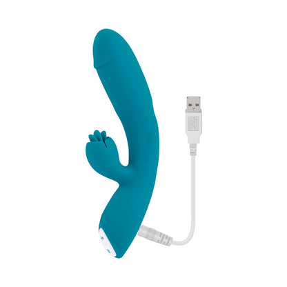 EVOLVED FIERCE FLICKER RECHARGEABLE DUAL STIM VIBE SILICONE TEAL