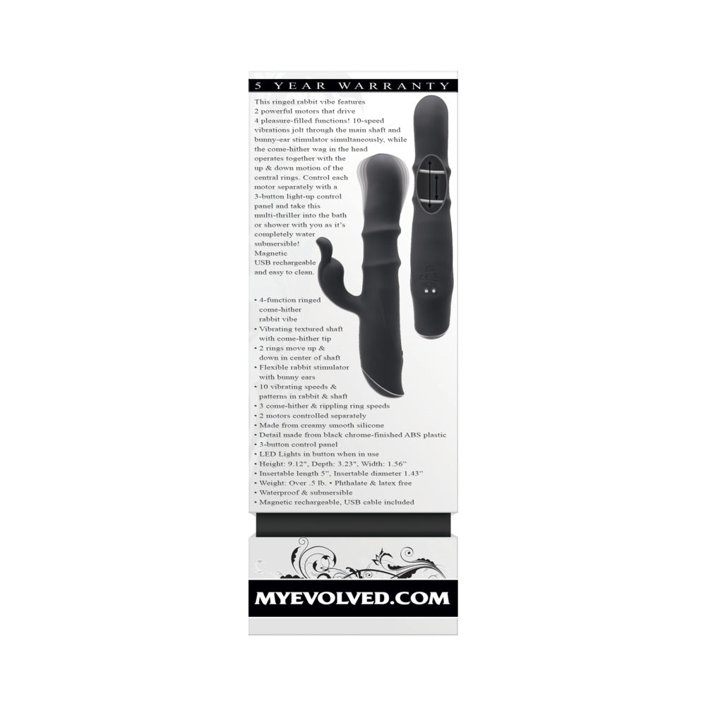 EVOLVED RINGMASTER RECHARGEABLE DUAL STIM VIBE SILICONE BLACK