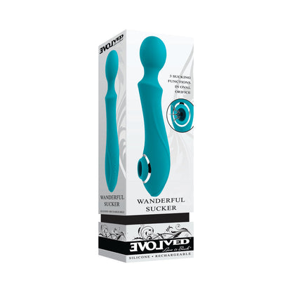 EVOLVED - WANDERFUL SUCKER RECHARGEABLE WAND WITH SUCTION SILICONE TEAL