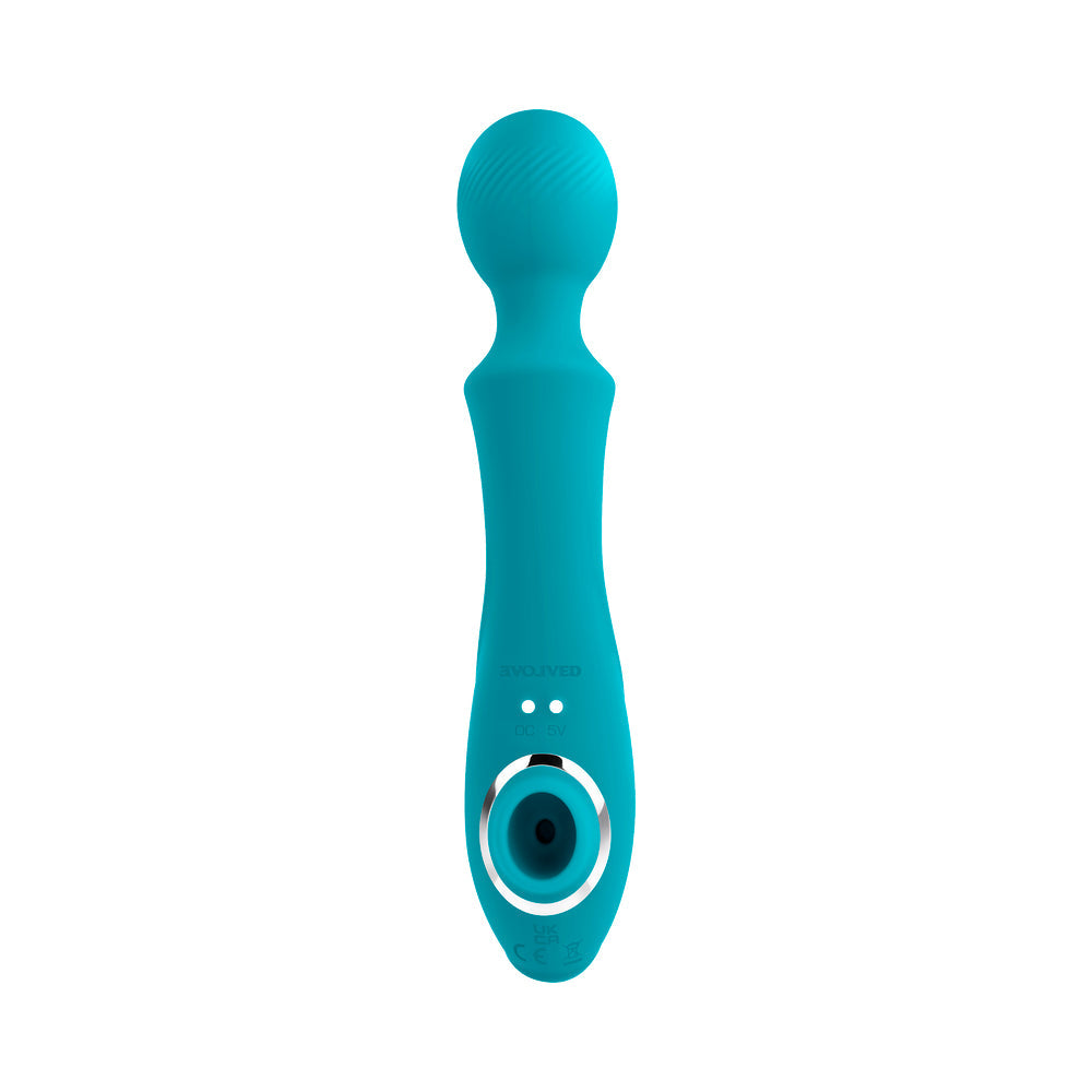 EVOLVED - WANDERFUL SUCKER RECHARGEABLE WAND WITH SUCTION SILICONE TEAL