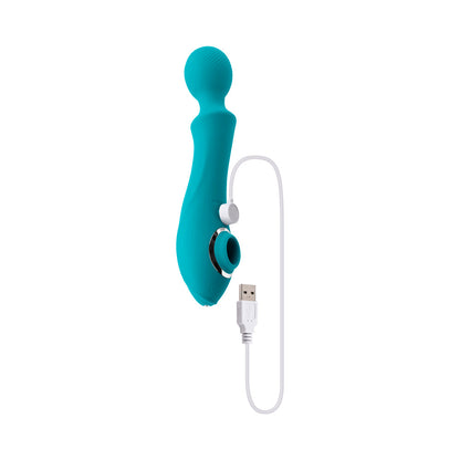 EVOLVED - WANDERFUL SUCKER RECHARGEABLE WAND WITH SUCTION SILICONE TEAL