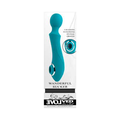 EVOLVED WANDERFUL SUCKER RECHARGEABLE WAND WITH SUCTION SILICONE TEAL