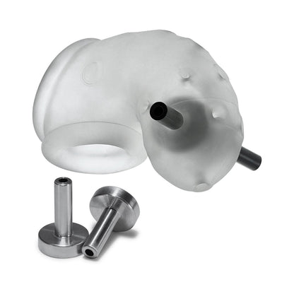 OXBALLS AIRLOCK ELECTRO AIR-LITE VENTED CHASTITY CLEAR ICE