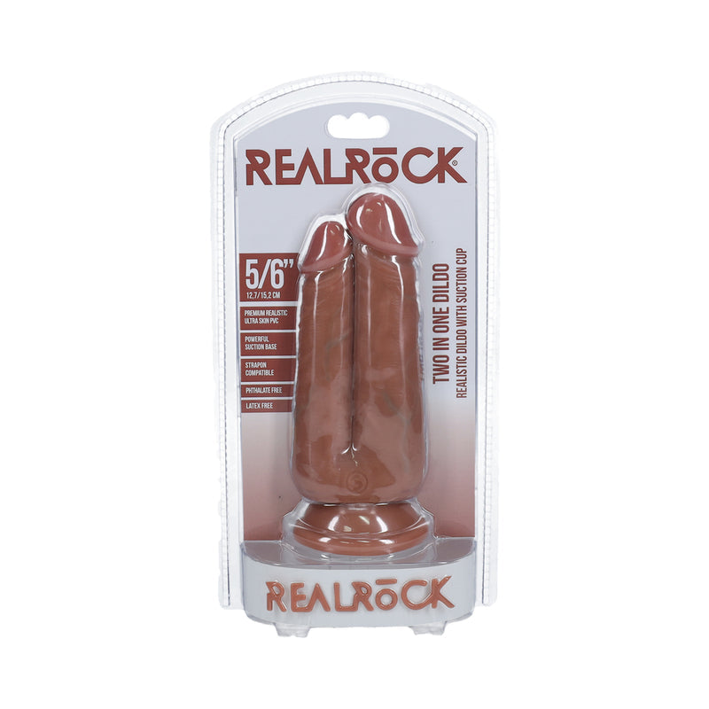 REALROCK TWO IN ONE 5 IN. / 6 IN. DILDO TAN