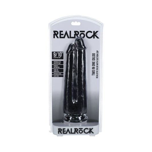 REALROCK TWO IN ONE 9 IN. / 10 IN. DILDO BLACK