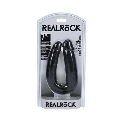 REALROCK 7 IN. U-SHAPED DOUBLE DILDO BLACK