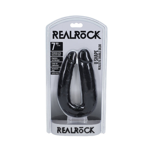 REALROCK 7 IN. U-SHAPED DOUBLE DILDO BLACK