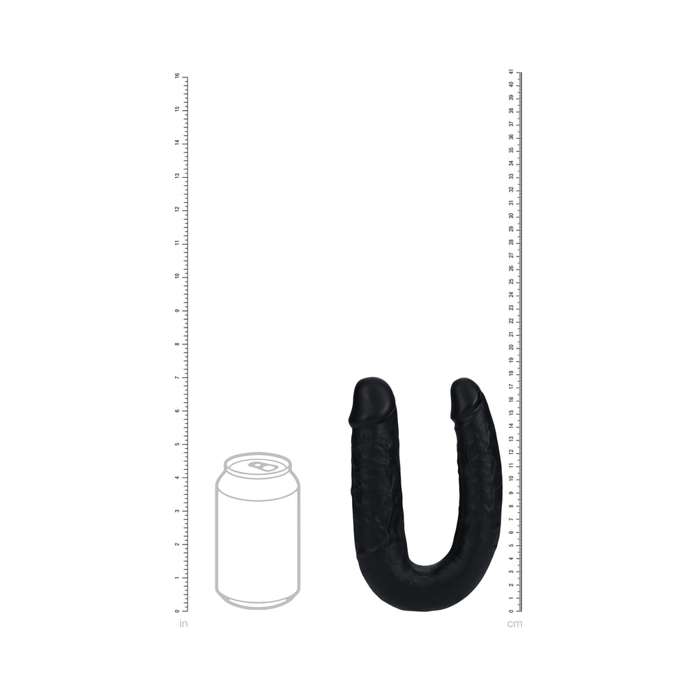 SHOTS - REALROCK 7 IN. U-SHAPED DOUBLE DILDO BLACK