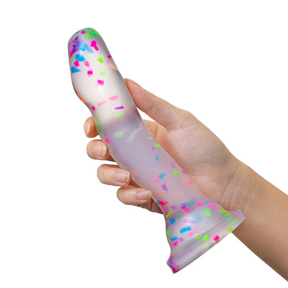 NEO ELITE HANKY PANKY 7.5 IN. GLOW-IN-THE-DARK SILICONE CONFETTI DILDO