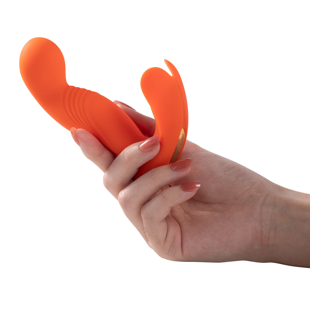 HONEY PLAY BOX CRAVE 3 G-SPOT VIBRATOR WITH ROTATING MASSAGE HEAD AND CLIT TICKLER ORANGE