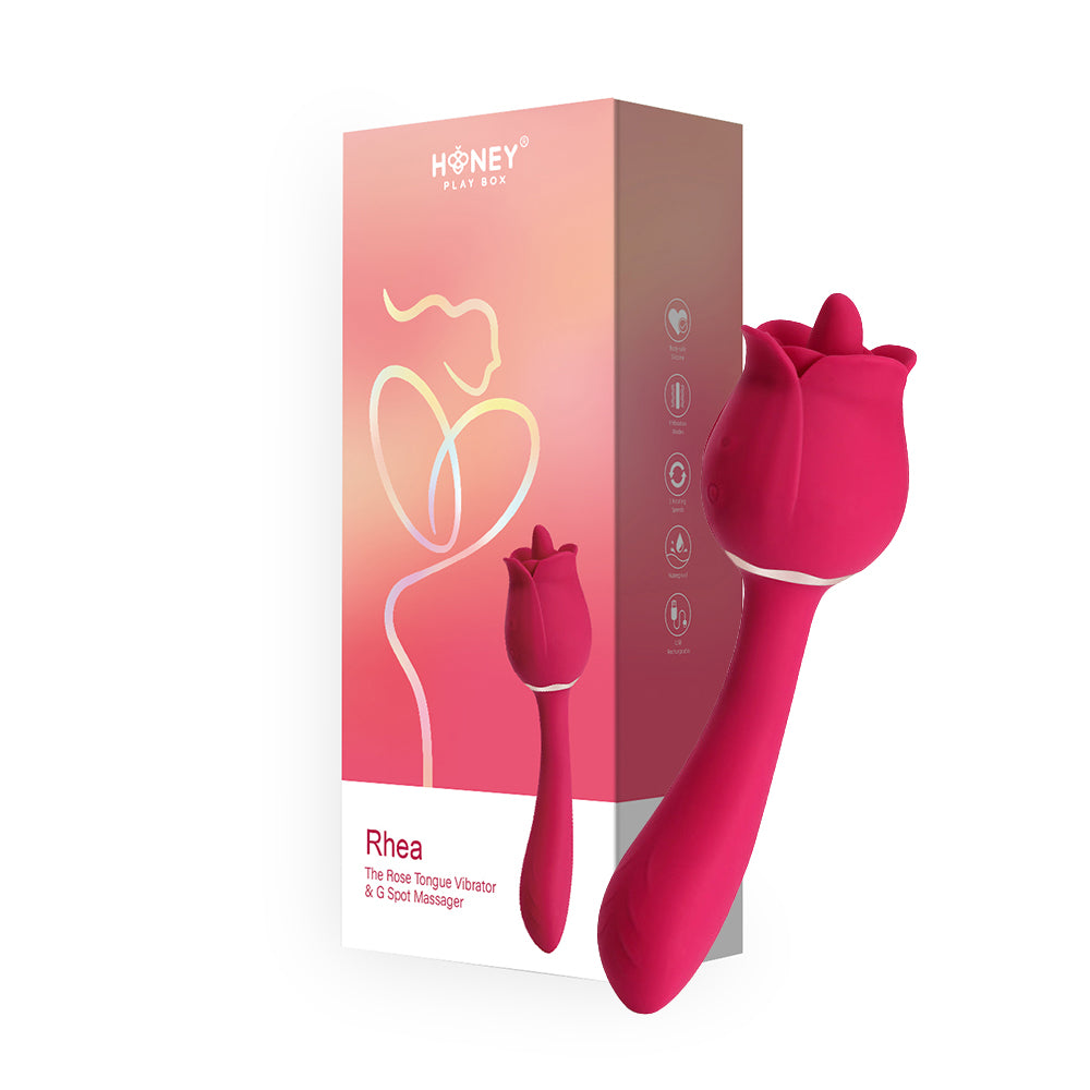 HONEY PLAY BOX - RHEA THE ROSE CLIT TONGUE LICKING VIBRATOR AND G-SPOT MASSAGER RED