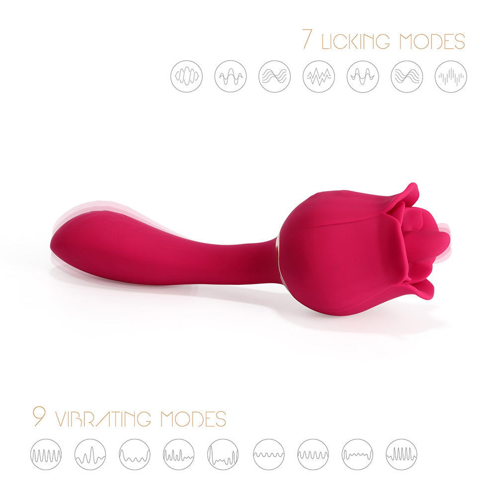 HONEY PLAY BOX RHEA THE ROSE CLIT TONGUE LICKING VIBRATOR AND G-SPOT MASSAGER RED
