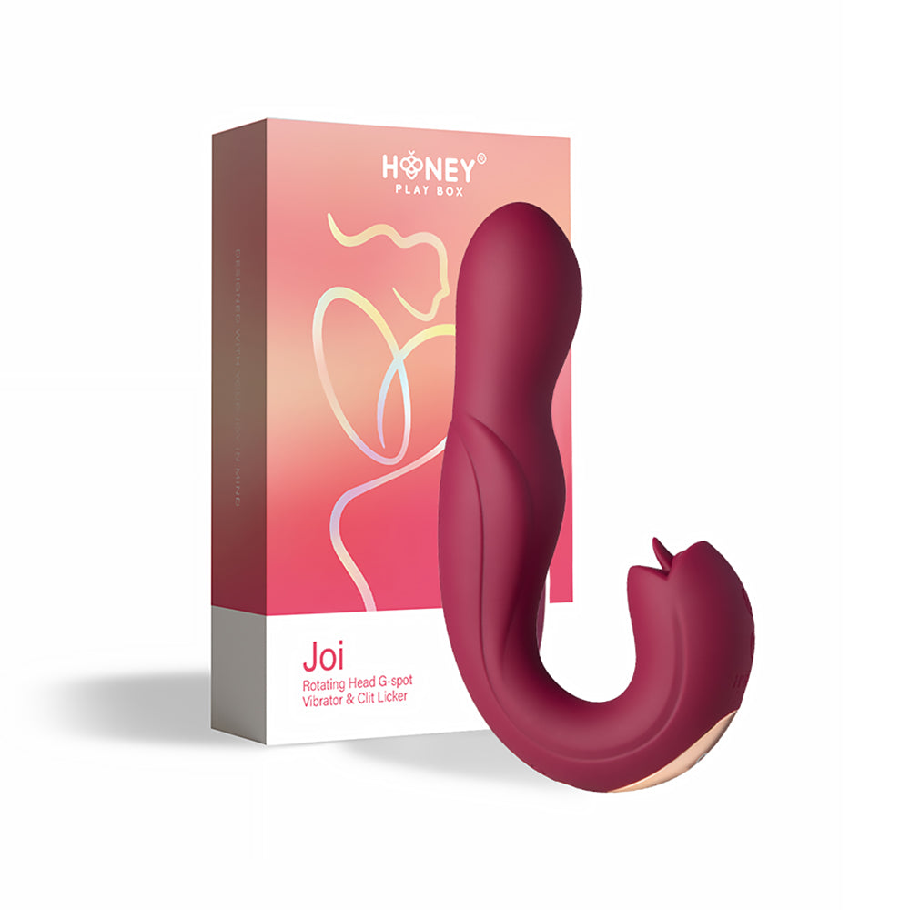 HONEY PLAY BOX JOI PRO ROTATING HEAD G-SPOT VIBRATOR AND CLIT LICKER REMOTE CONTROLLED MAROON