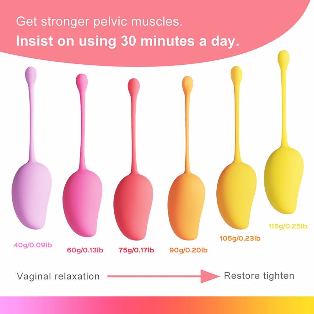 HONEY PLAY BOX - MANGO TROPICAL WEIGHTED KEGEL BALL 6-PIECE EXERCISE SET ASSORTED COLOR