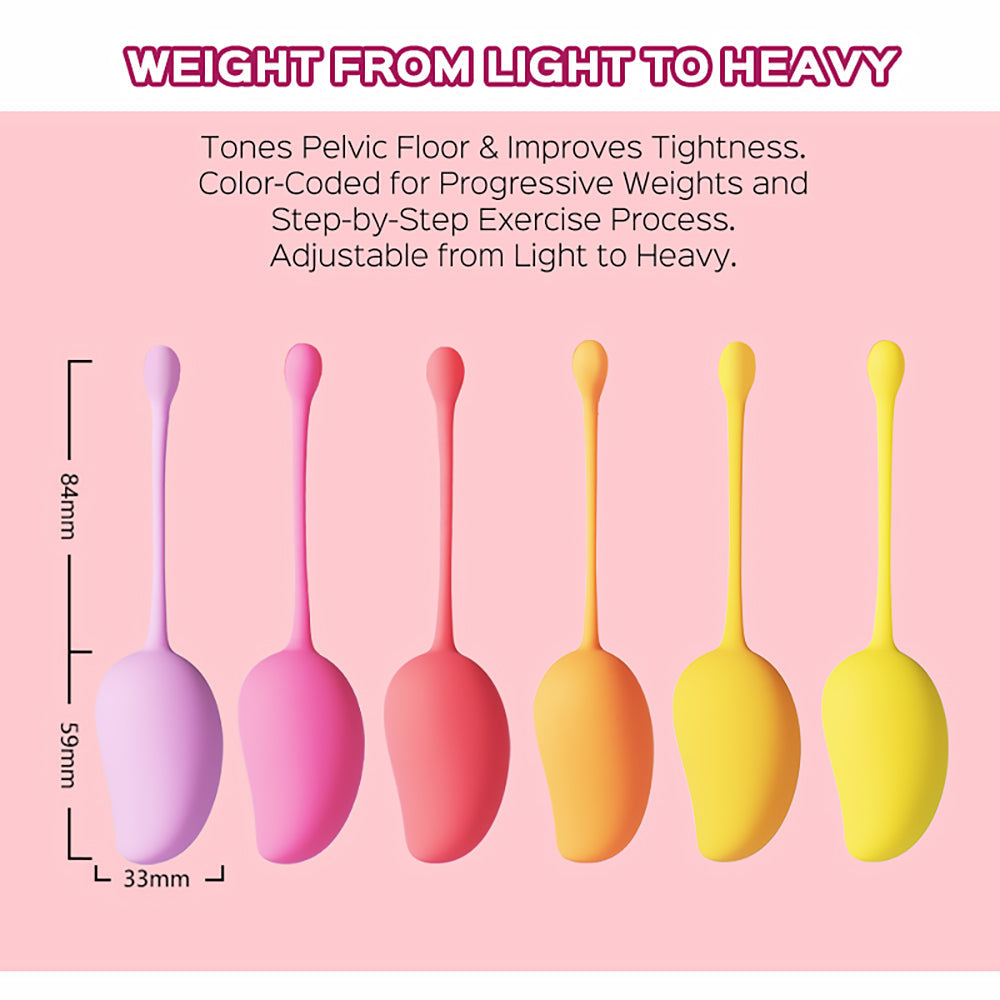 HONEY PLAY BOX - MANGO TROPICAL WEIGHTED KEGEL BALL 6-PIECE EXERCISE SET ASSORTED COLOR