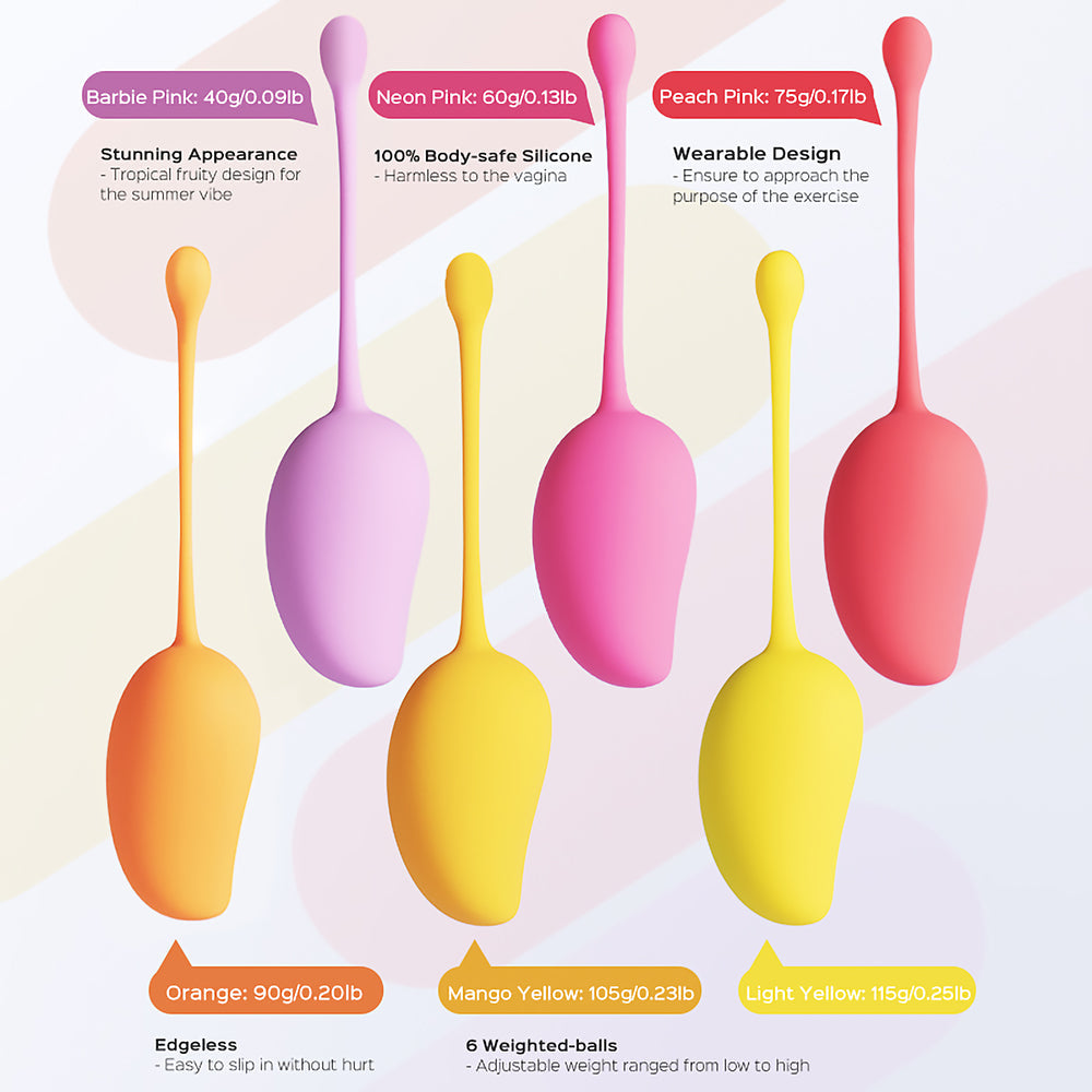 HONEY PLAY BOX - MANGO TROPICAL WEIGHTED KEGEL BALL 6-PIECE EXERCISE SET ASSORTED COLOR