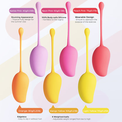 HONEY PLAY BOX - MANGO TROPICAL WEIGHTED KEGEL BALL 6-PIECE EXERCISE SET ASSORTED COLOR