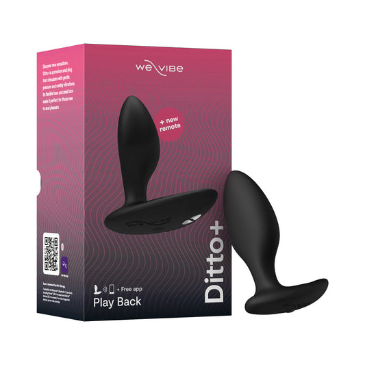 WE-VIBE DITTO+ RECHARGEABLE REMOTE-CONTROLLED SILICONE VIBRATING ANAL PLUG SATIN BLACK