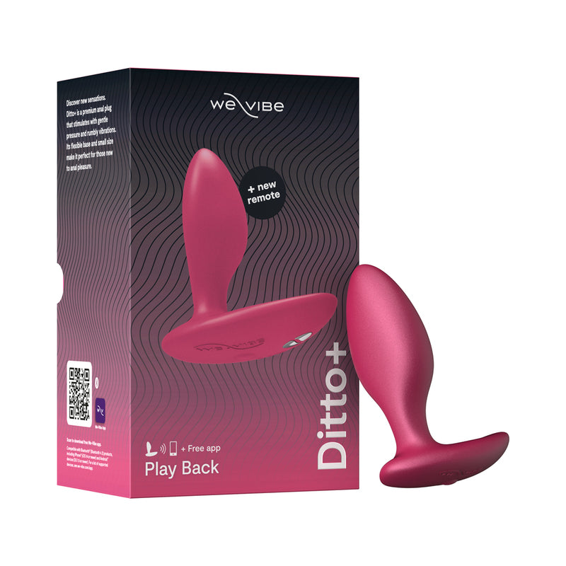 WE-VIBE DITTO+ RECHARGEABLE REMOTE-CONTROLLED SILICONE VIBRATING ANAL PLUG COSMIC PINK