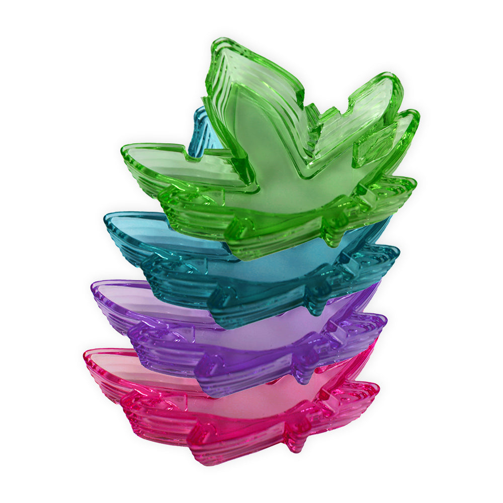 POT LEAF ASHTRAY ASSORTED COLOR 4-PACK