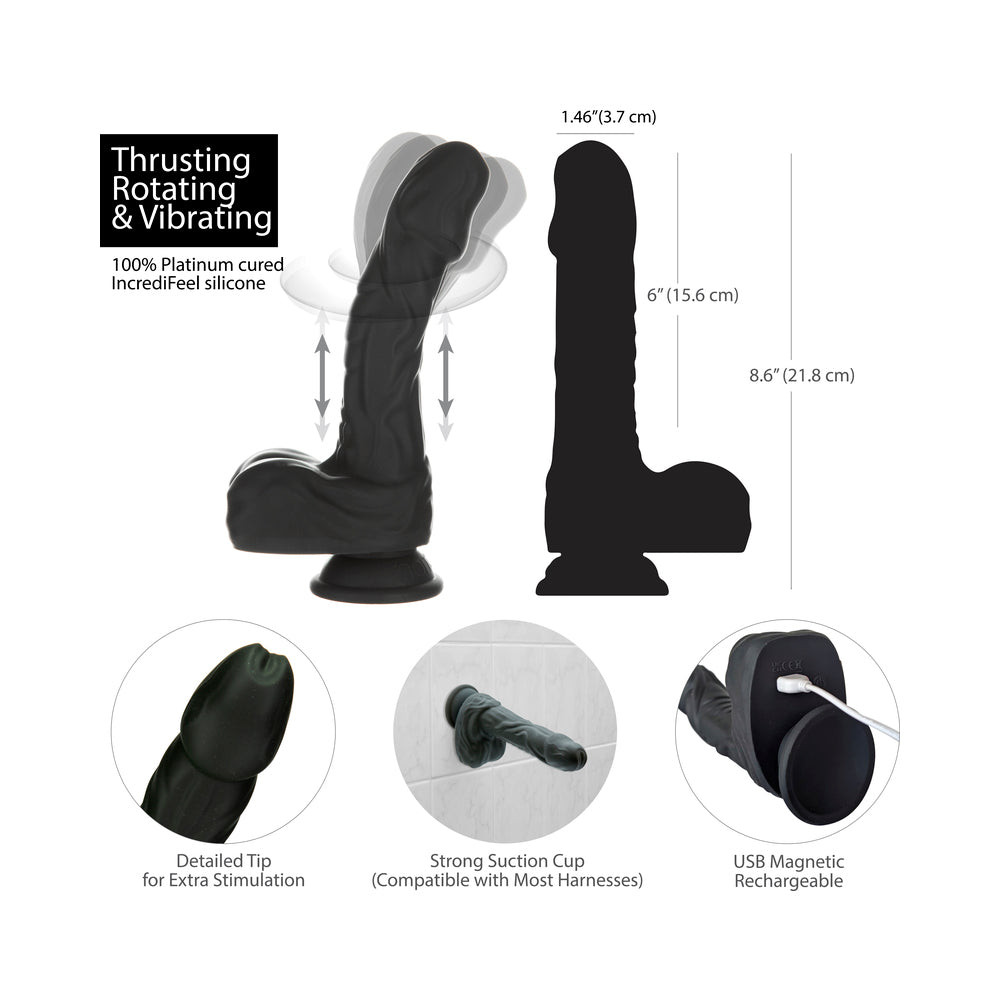 BMS - NAKED ADDICTION NOIR 8.6 IN. ROTATING AND THRUSTING VIBRATING DILDO WITH REMOTE