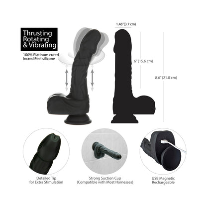 BMS - NAKED ADDICTION NOIR 8.6 IN. ROTATING AND THRUSTING VIBRATING DILDO WITH REMOTE