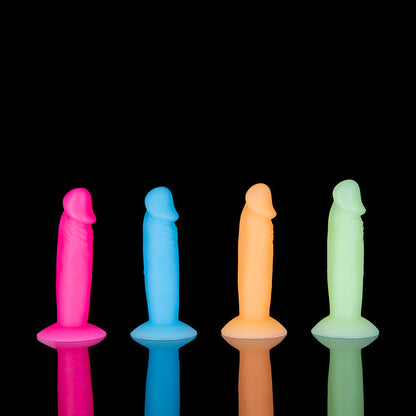 BMS - ADDICTION SILLY WILLY GLOW-IN-THE-DARK 3.3 IN. SILICONE DILDO 12-PIECE FISHBOWL DISPLAY