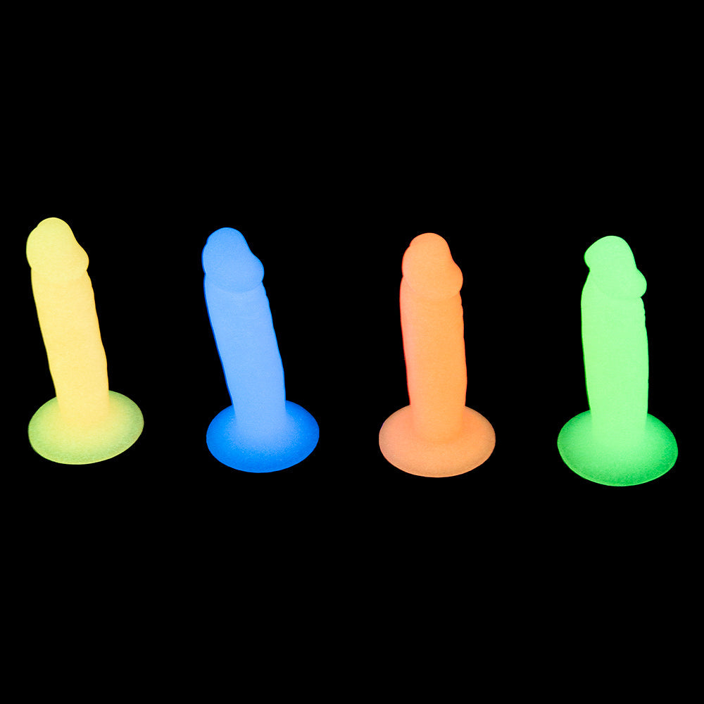 BMS - ADDICTION SILLY WILLY GLOW-IN-THE-DARK 3.3 IN. SILICONE DILDO 12-PIECE FISHBOWL DISPLAY